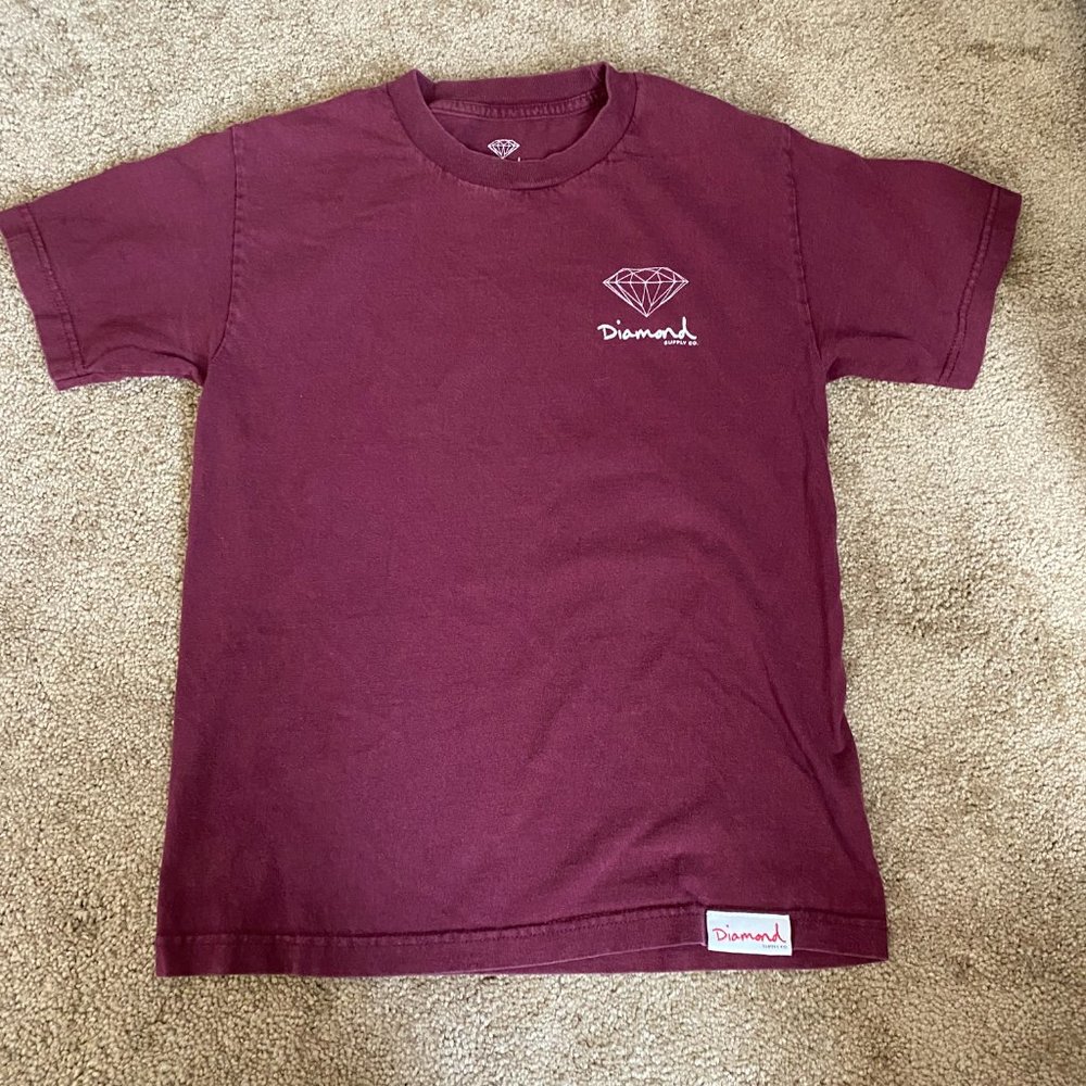 Diamond Supply Co. Maroon Short Sleeve Logo Top